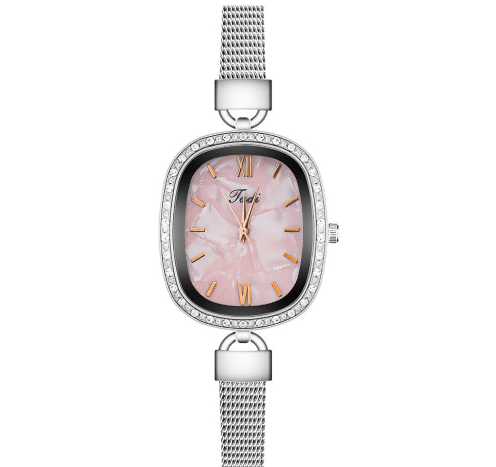 Oval Dial Metal Strap Watch