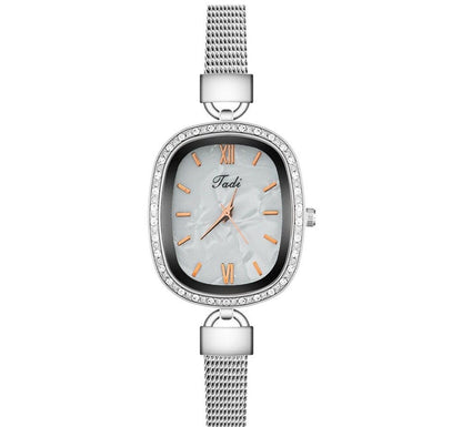 Oval Dial Metal Strap Watch