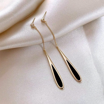 Black Tassel Drop Earrings